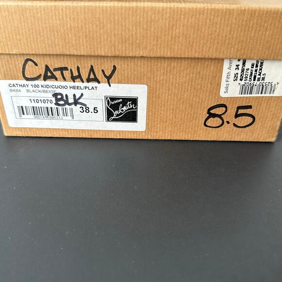 Christian Louboutin Authentic Cathay 100 Blk Platform Slingback Size 38.5/US 8.5 - Picture 7 of 8
